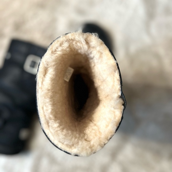 UGG Kensington Black Double Buckle Strap Traction Leather Mid-Calf Winter Boots - Picture 8 of 12